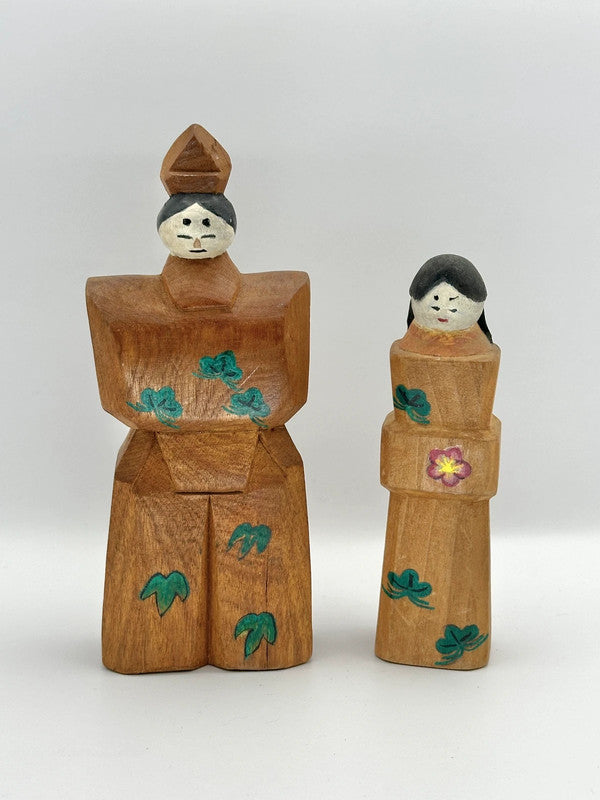 FT07 - Japanese folk toy - pair of Hina wooden dolls
