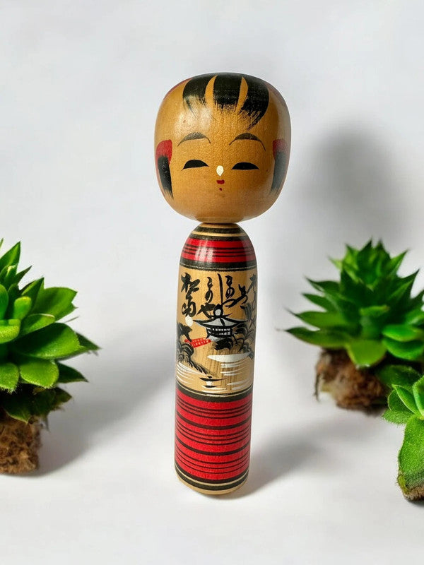 K18017 - Vintage old Japanese Kokeshi doll - traditional style