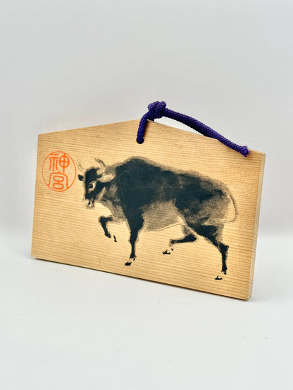 EM005 - Wooden Lucky Prayer Board Ema Cow