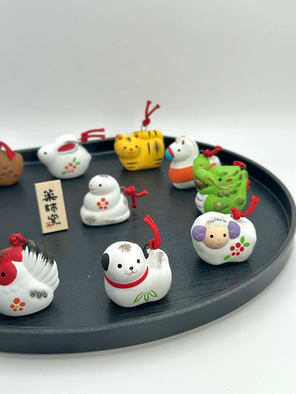FT45 - Full set of zodiac animals clay bell ornament Dorei