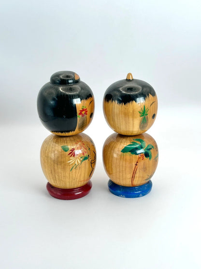 paire de poupées kokeshi Donko vintage