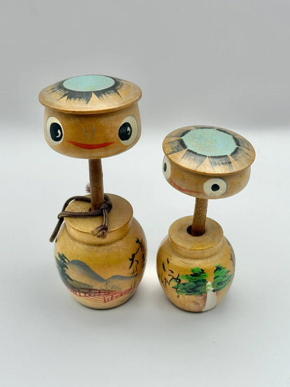 K10019 - Pair of Vintage Japanese Kappa Kokeshi