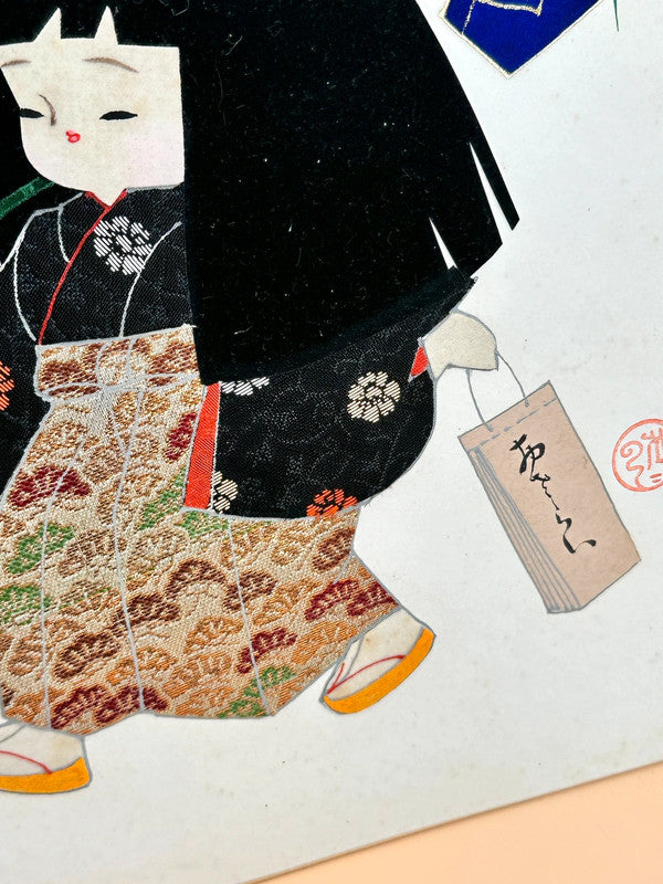 Carte d'illustration Collage shikishi de Nishijin-ori