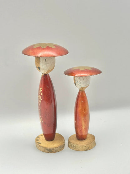 K15035 - One set of vintage kokeshi doll red