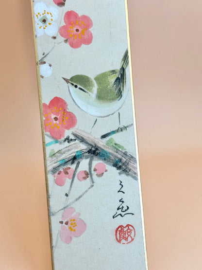 Carte originale vintage Tanzaku Oiseau