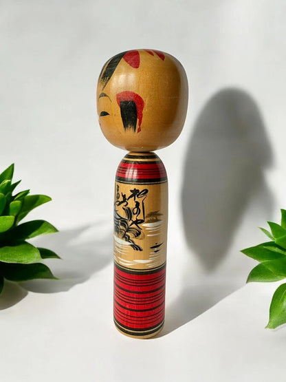 K18017 - Vintage old Japanese Kokeshi doll - traditional style