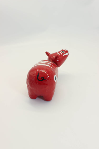 FT503 - Hariko Akabeko – Red Cow Paper Mache 赤べこ