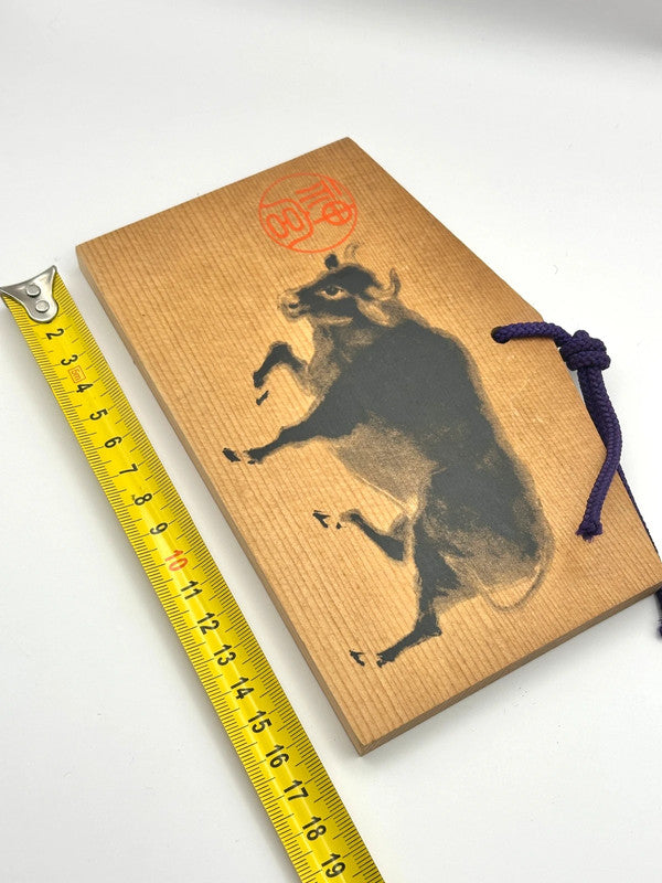 EM005 - Wooden Lucky Prayer Board Ema Cow