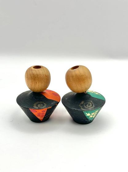 K05007 - Vintage kokeshi of Kabuki actors