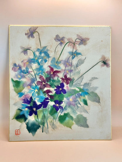 SHP119 - Carte japonaise vintage Chigiri-e Shikishi