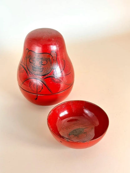 FT192 - Hand-Painted Daruma Lacquerware Set