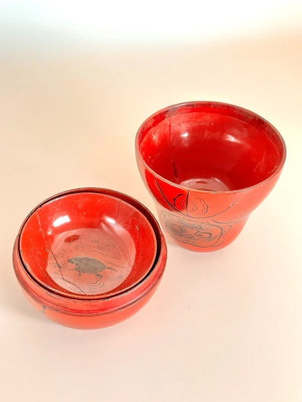 FT192 - Hand-Painted Daruma Lacquerware Set
