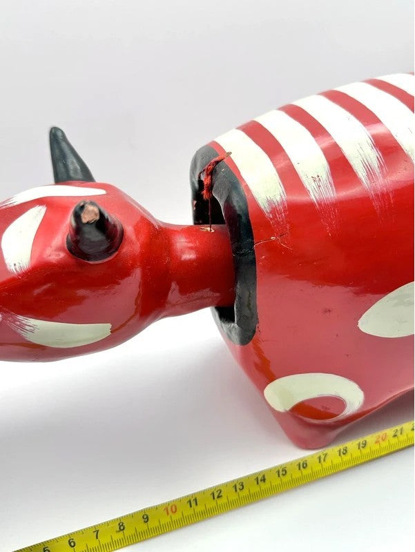 FT36 - RARE Large Akabeko cow vintage folk toy
