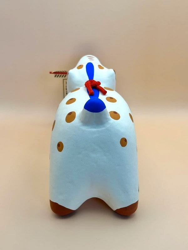 FT10 - Vintage Japanese folk toy white boar paper mache 招福 亥