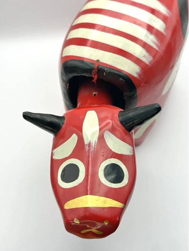 FT36 - RARE Large Akabeko cow vintage folk toy