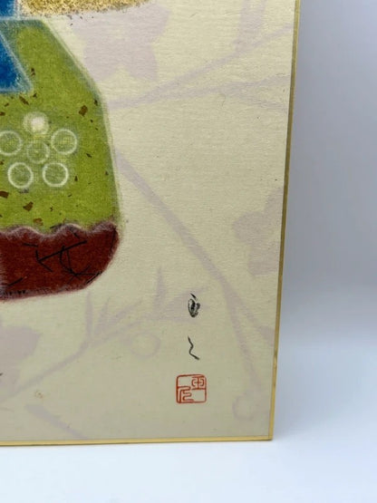SHP15 - Vintage Chigiri-e Shikishi card  Hina Ningyo 雛人形