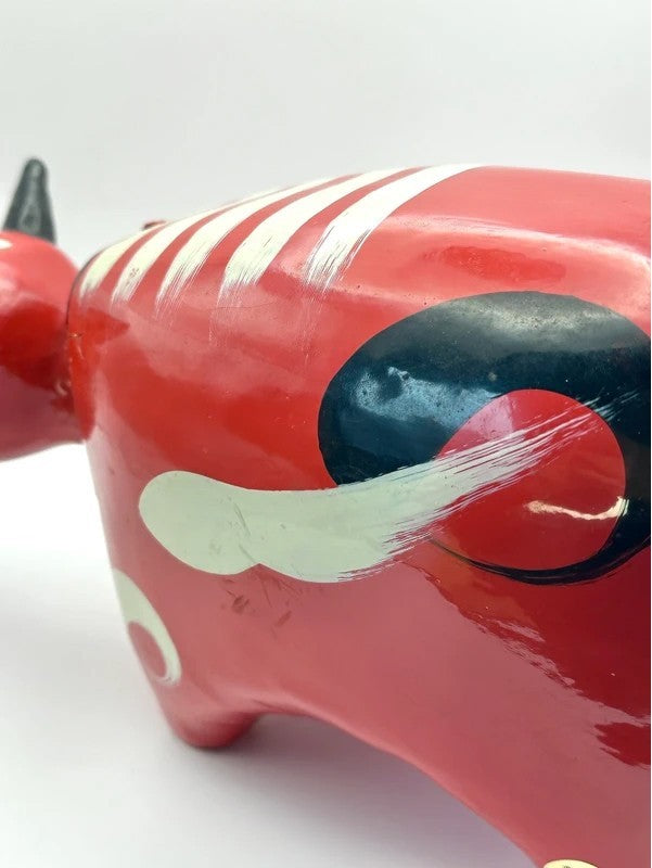 FT36 - RARE Large Akabeko cow vintage folk toy