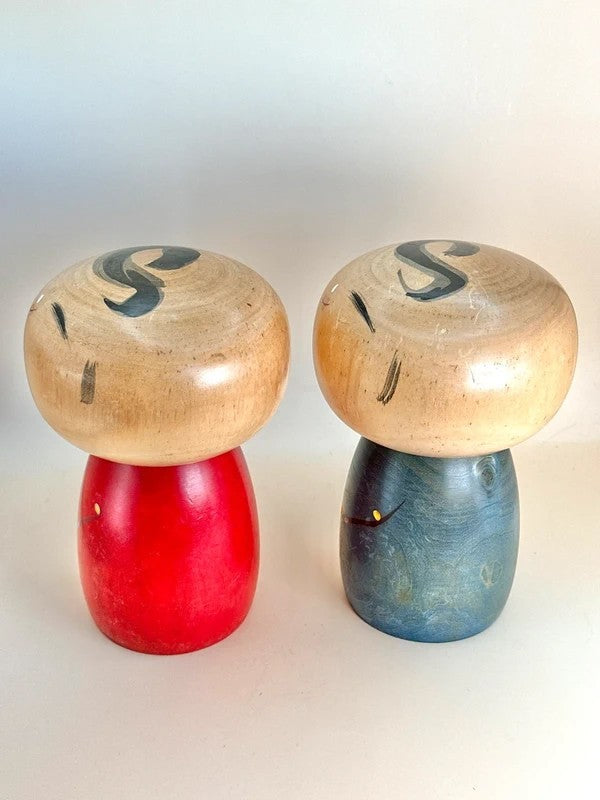 K18104 - “Spring” Pair of Sosaku Kokeshi by Takahashi Akinori  高橋昭倫 「春」