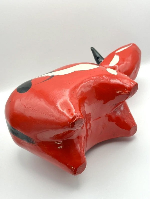 FT36 - RARE Large Akabeko cow vintage folk toy