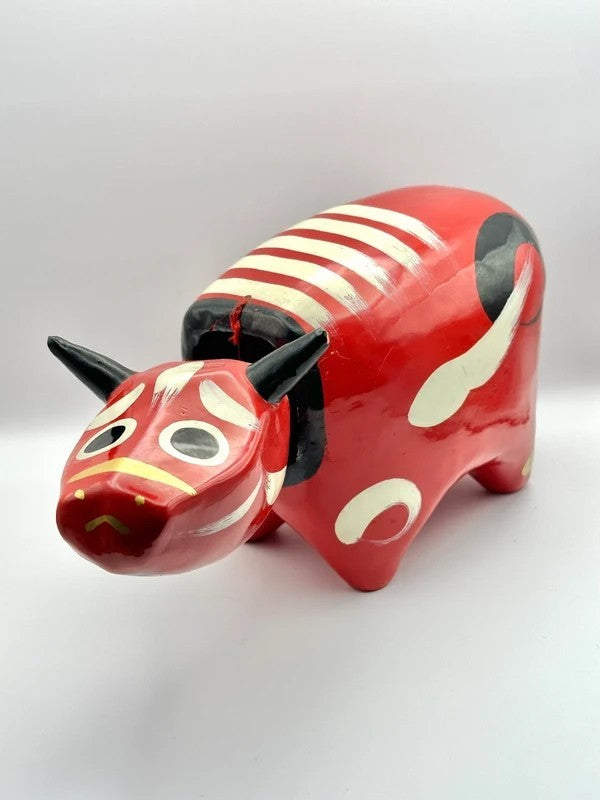 FT36 - RARE Large Akabeko cow vintage folk toy
