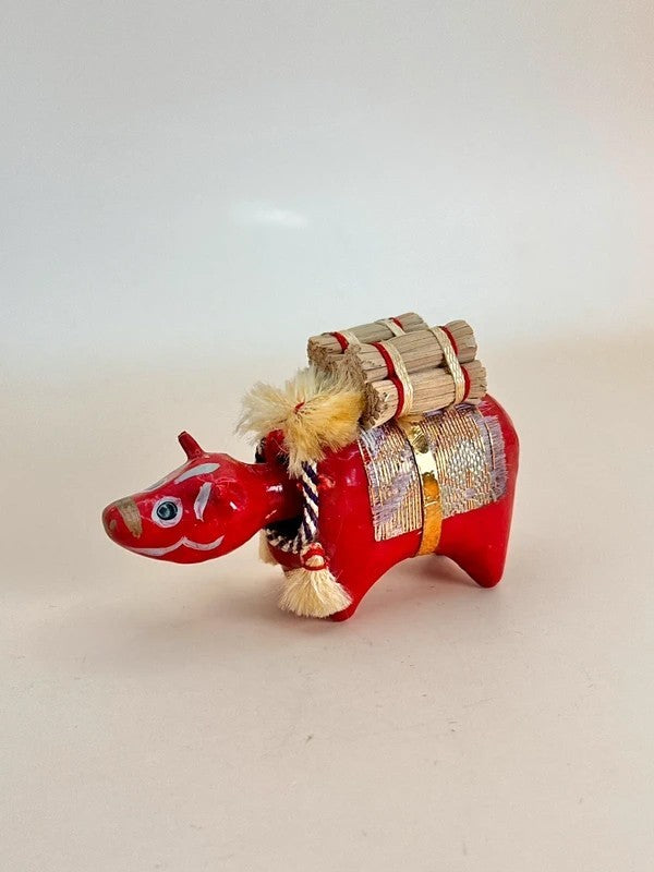 FT191 - Vintage Japanese HARIKO AKABEKO Figure – Red Cow Paper Mache Bobblehead