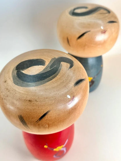 K18104 - “Spring” Pair of Sosaku Kokeshi by Takahashi Akinori  高橋昭倫 「春」