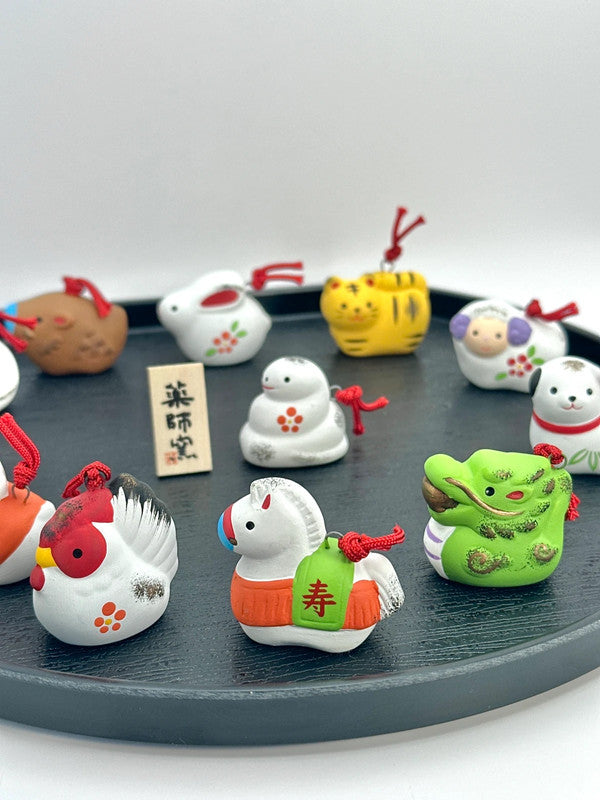 FT45 - Full set of zodiac animals clay bell ornament Dorei