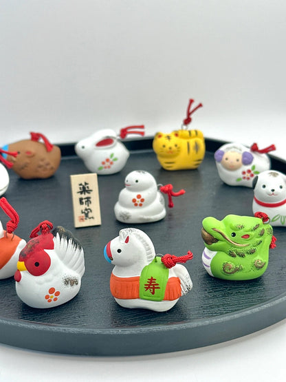 FT45 - Full set of zodiac animals clay bell ornament Dorei