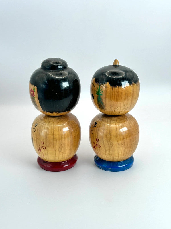 paire de poupées kokeshi Donko vintage