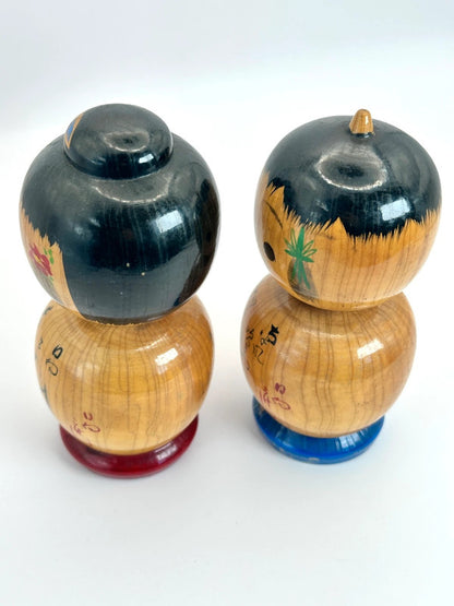 paire de poupées kokeshi Donko vintage