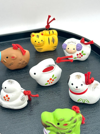 FT45 - Full set of zodiac animals clay bell ornament Dorei