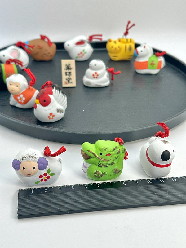 FT45 - Full set of zodiac animals clay bell ornament Dorei