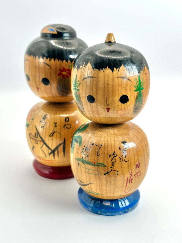 paire de poupées kokeshi Donko vintage