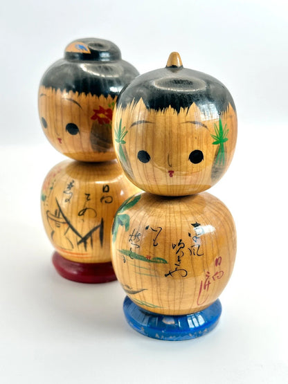 paire de poupées kokeshi Donko vintage