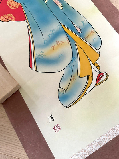 SC001 - Vintage Japanese scroll "Bijin-ga" spring