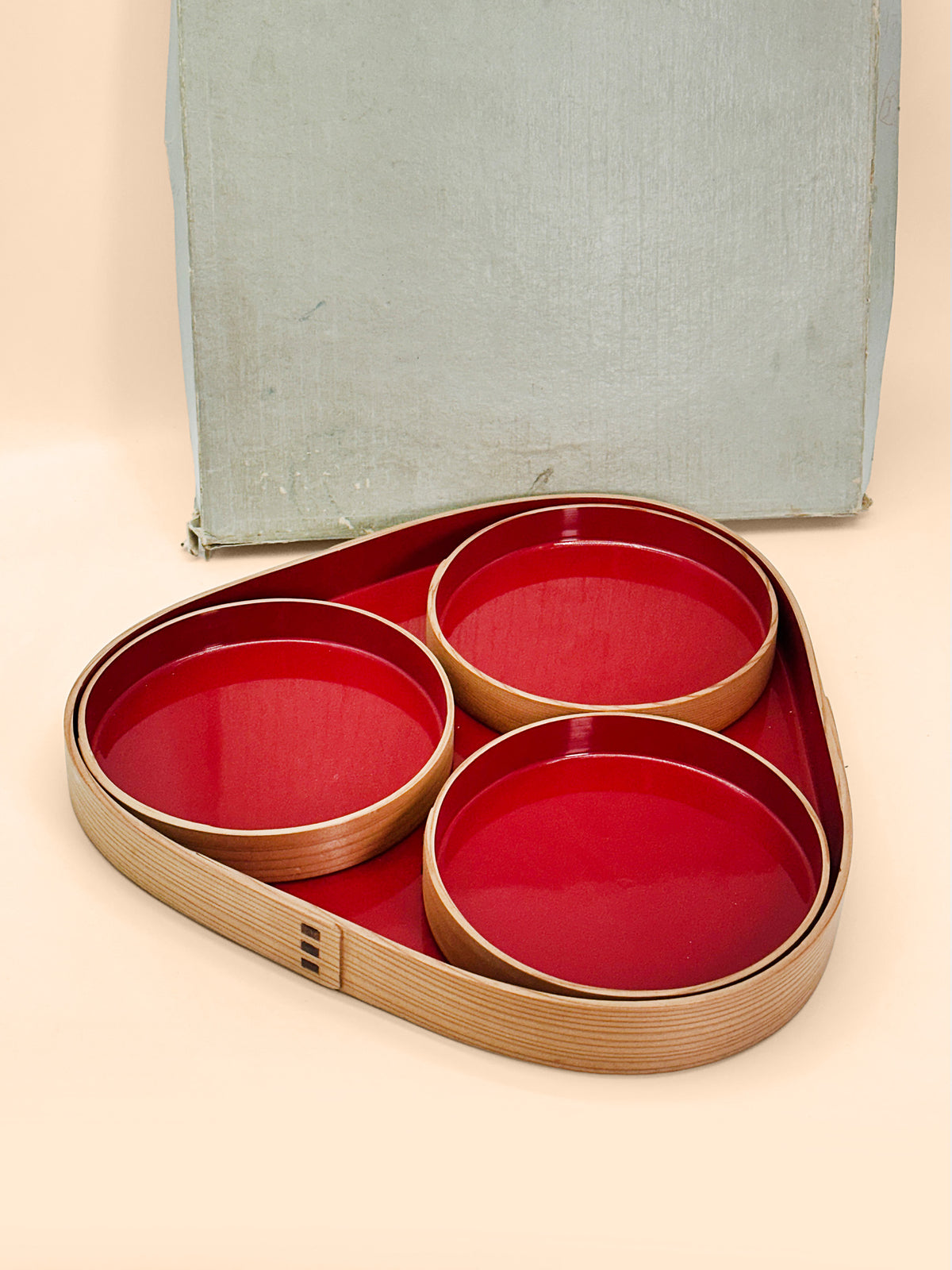 TB460 - Magewappa Lacquered Serving Tray Set 曲げわっぱ