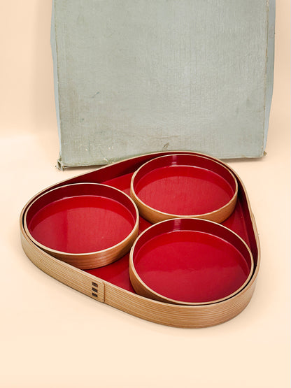 TB460 - Magewappa Lacquered Serving Tray Set 曲げわっぱ