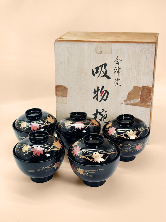 TB463 - Aizu-nuri Lacquerware Lidded Bowls 会津塗