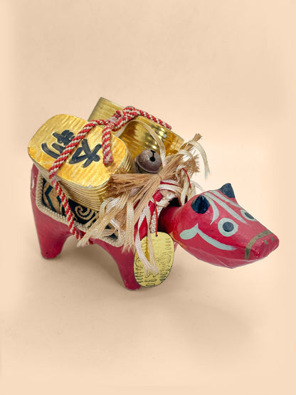 FT582 - Hariko Akabeko – Red Cow Paper Mache 赤べこ