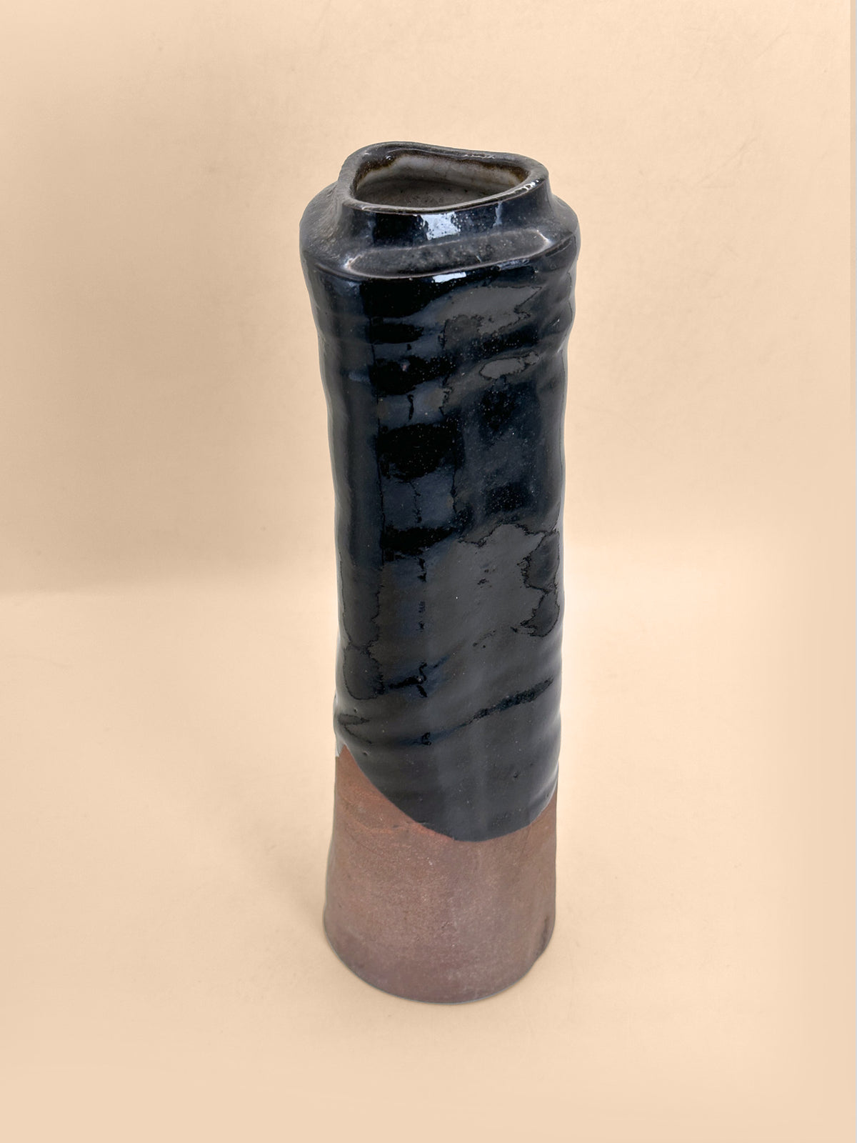 TB454 - Shigaraki Ware Black Glazed Vase 信楽焼