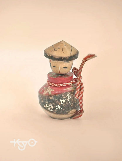 K15012 - Bobblehead Kokeshi Doll with Hat – Sake Jar Body