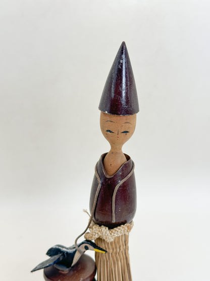 K20175 - Sosaku Kokeshi of Ukai Cormorant Fisher 鵜匠人形