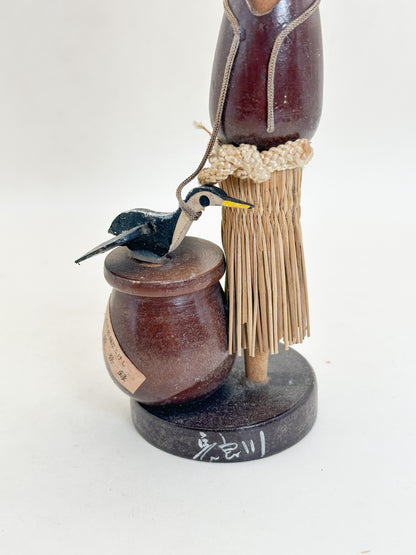 K20175 - Sosaku Kokeshi of Ukai Cormorant Fisher 鵜匠人形