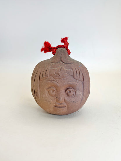 CB169 - Bizen-yaki Clay Bell – Momotarō Motif 桃太郎