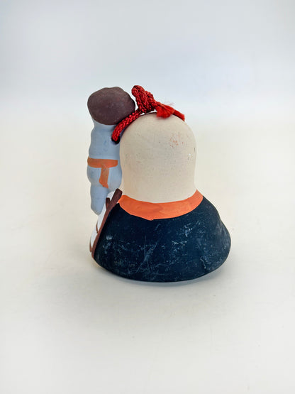 CB170 - RARE Ōtsu-e Dorei clay bell of Old Man of Longevity