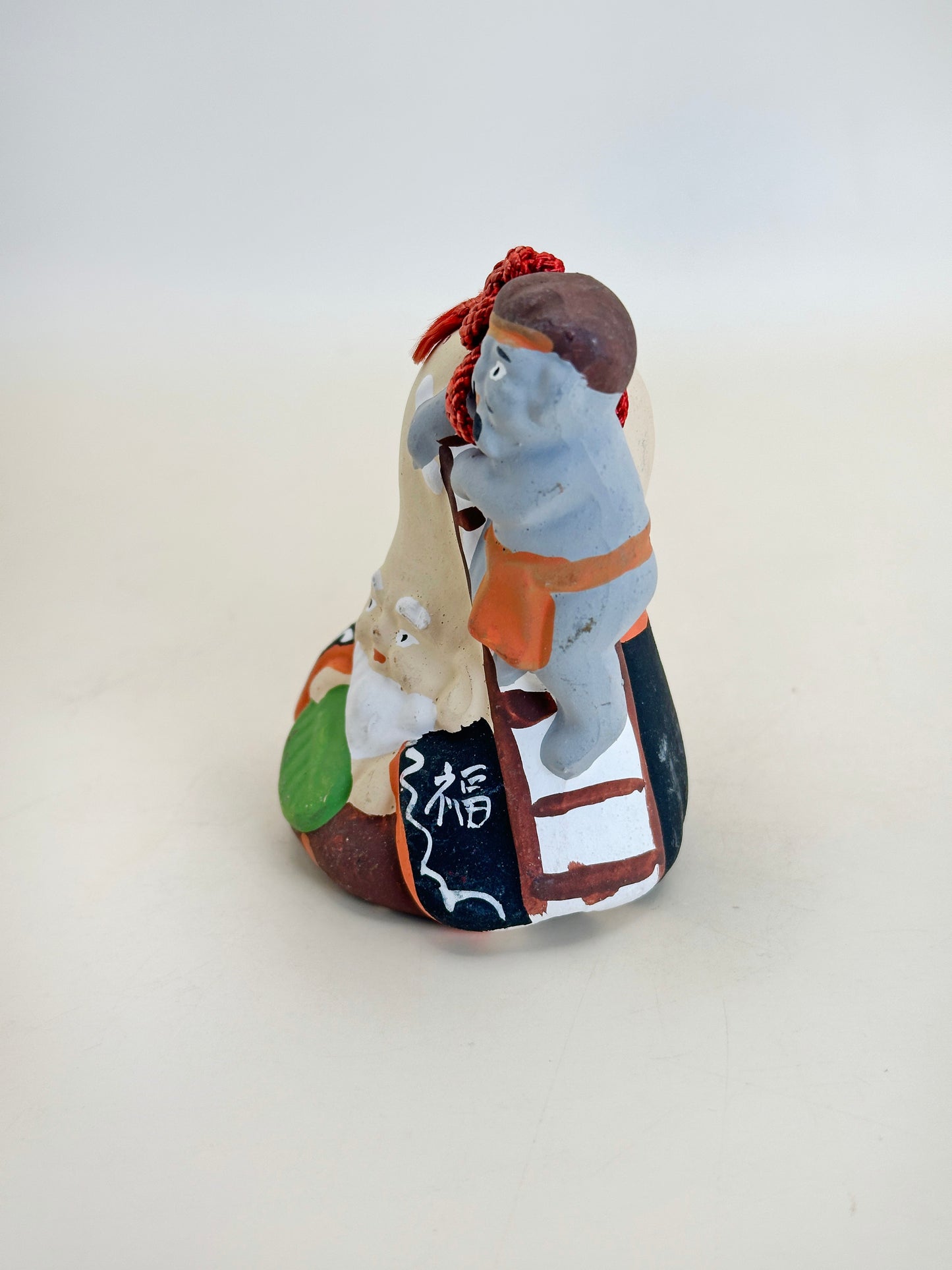 CB170 - RARE Ōtsu-e Dorei clay bell of Old Man of Longevity