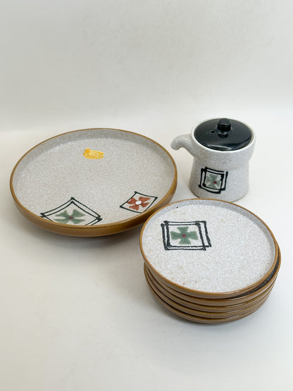 TB493 - Mino-yaki Kazaguruma-mon Serving Set 美濃焼