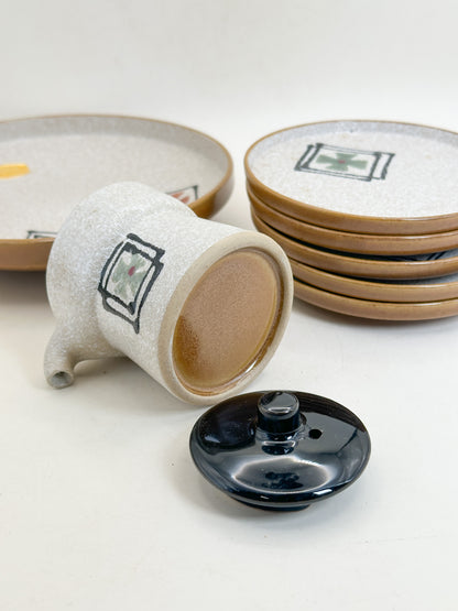 TB493 - Mino-yaki Kazaguruma-mon Serving Set 美濃焼