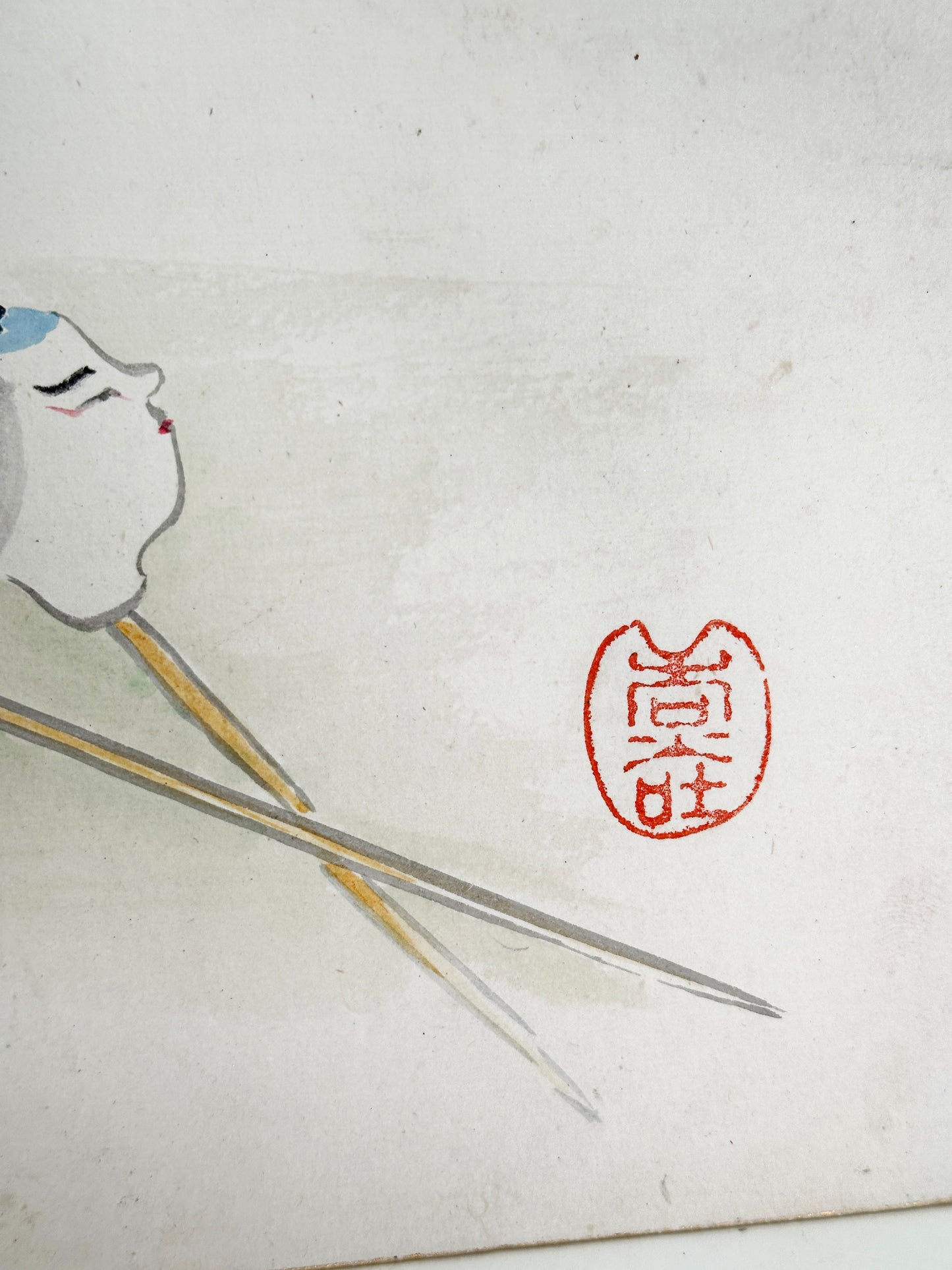 SHP244 - Hand-painted Shikishi of kubi-ningyō 首人形