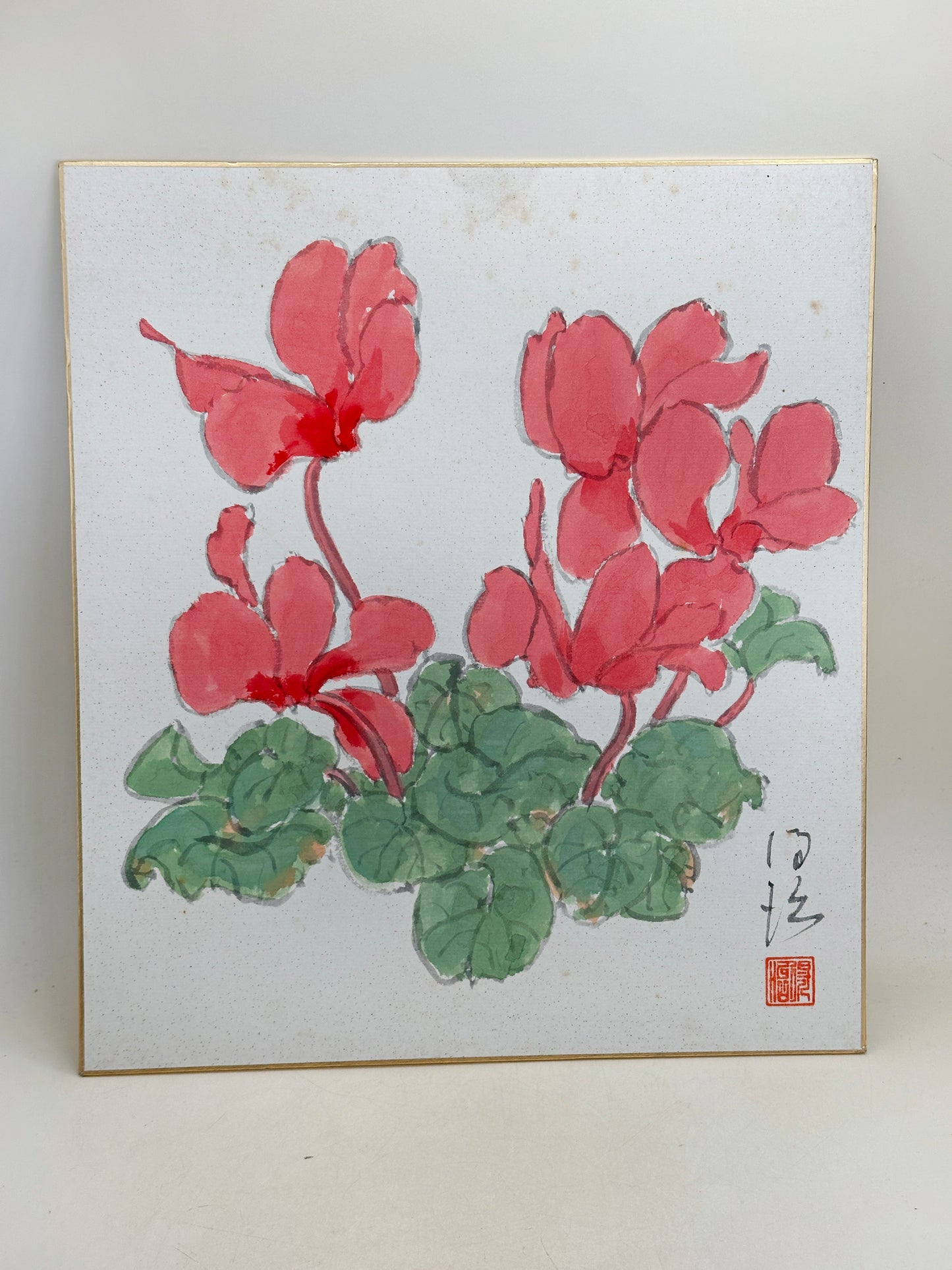 SHP310 - Shikishi artwork of cyclamen flowers シクラメン